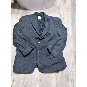 Hart Schaffner Marx Mens 44 Long Wool Cashmere Blazer Sport Coat Tweed Dark Blue